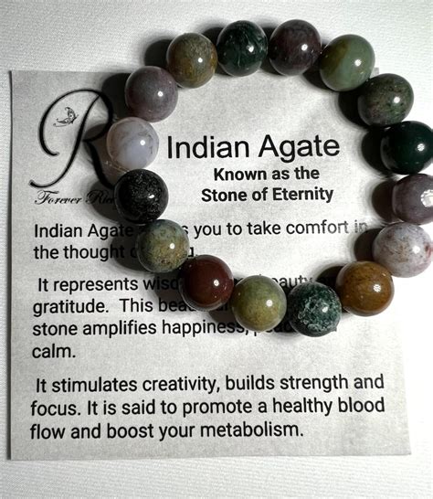 Natural Indian Agate Bracelet 8 Mm Beaded Bracelet Handmade Jewelry Etsy