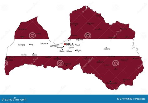 Latvia Highly Detailed Political Map With National Flag Stock Vector