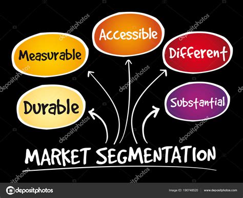 Mapa mental de segmentación de mercado vector gráfico vectorial