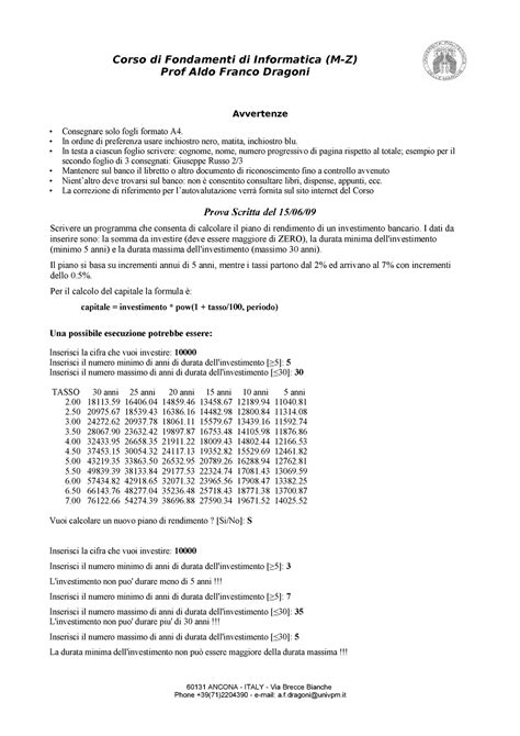 Prova D Esame Giugno Domande E Soluzioni Fondamenti Di