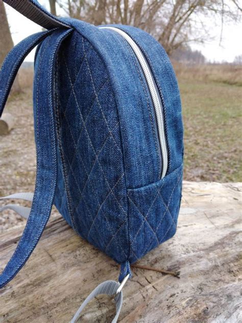 Recycled Denim Mini Backpack Designer Jeans Rucksack Small Etsy