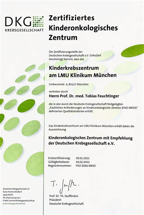 Kinderonkologisches Zentrum Kio Am Ccc M Nchen