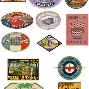 Vintage Style Travel Suitcase Luggage Labels Self Adhesive Vinyl