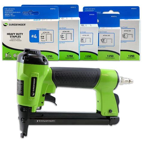 Surebonder Pneumatic 7 Piece Heavy Duty Standard Staple Gun Staple Kit 1 4 In 5 16 In 3 8 In