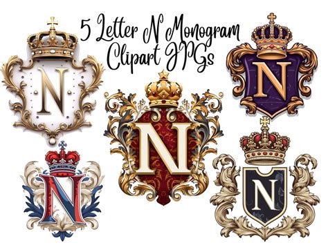 5 Letter N Crown Clipart S Alphabet Initials Monogram Etsy