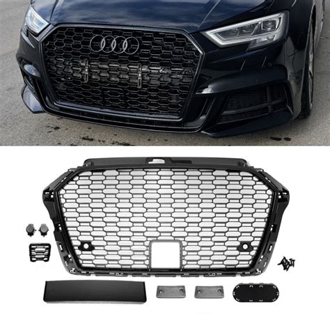 Honeycomb Front Grille Black Gloss Accessoires Fits On Audi A3 8V