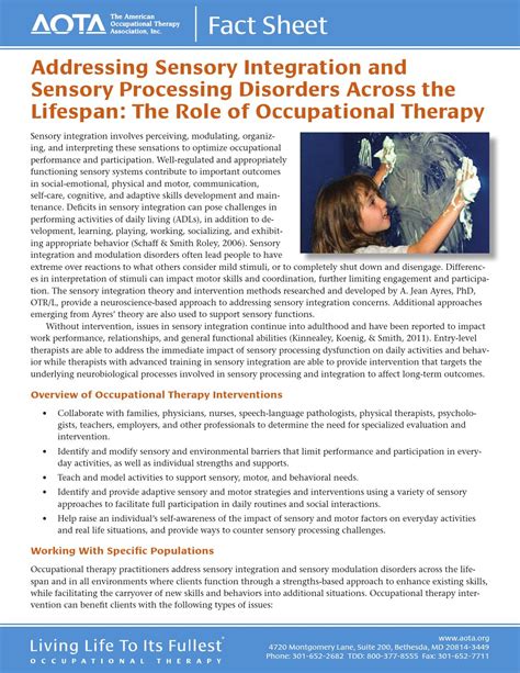 Fact Sheet Addressing Sensory Integration Across The Lifespan Through