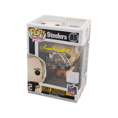 Terry Bradshaw Autographed Pittsburgh Steelers Funko Pop Bas Coa Black Jersey Steel City