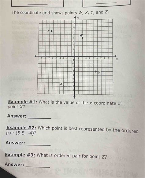 The Coordinate Grid Shows Points W X Y And Z Example What Is