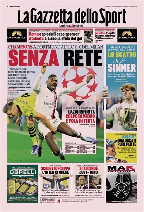 Le Prime Pagine Dei Giornali Sportivi Di Oggi 5 Ottobre 2023 Calcio