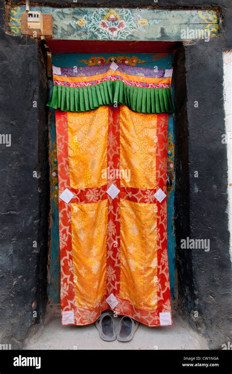 A Doorway At Hemis Monastery Ladakh India Covered By A Brightly