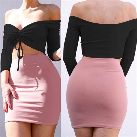 Women Sexy Strapless Ruched Long Sleeve Autumn Crop Top Off The