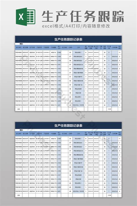 簡單的生產任務跟踪記錄表excel模板 Xls Excel模板範本素材免費下載 Pikbest