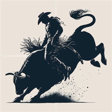 Premium Vector Vector Silhouettes Of A Rodeo Cowboy Riding A Bucking