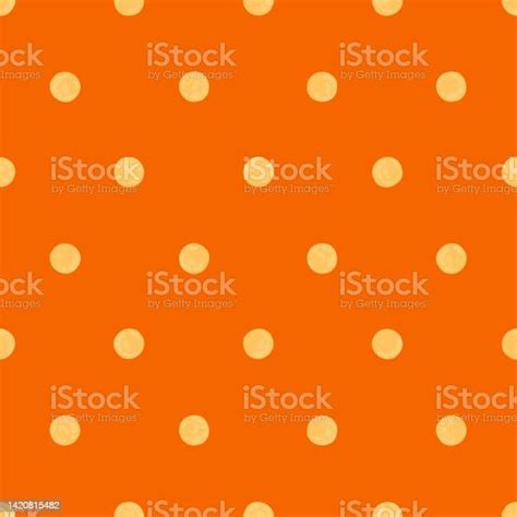 Yellow Polka Dot On Orange Background Seamless Vector Pattern Stock