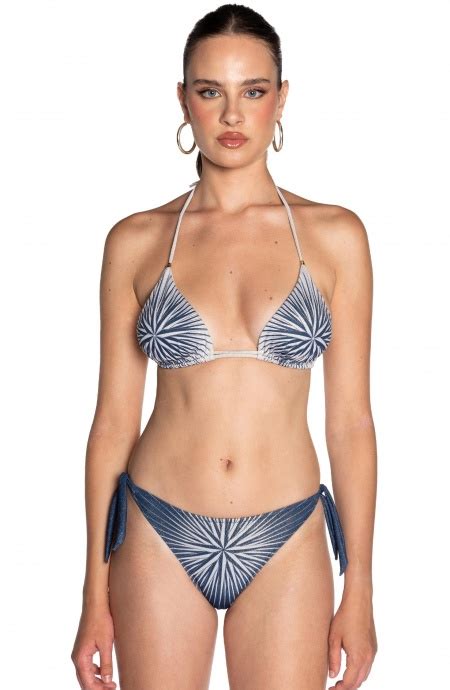 Wind Rose Triangle Bikini Size XS Brief Flakes Medium Coverage Color Blue