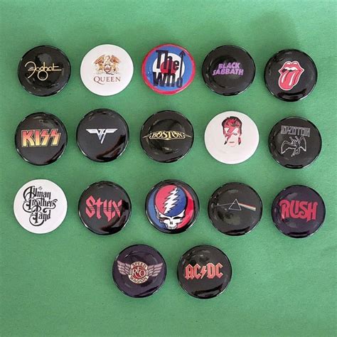 Rock Bands Buttons Etsy