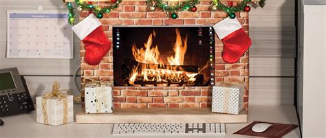 Office Holiday Diy Merry Monitor Fireplace