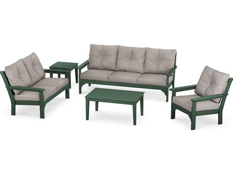 POLYWOOD® Vineyard Recycled Plastic 5 Piece Deep Seating Patio Lounge ...