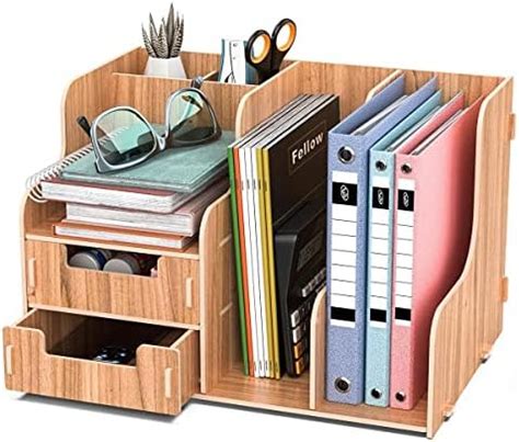 Lesfit Papierablage Schreibtisch Organizer Ablage Aus Holz Amazon De