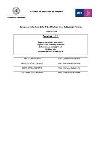 comisiones tfg primaria julio by Facultad de Educación de Palencia Issuu