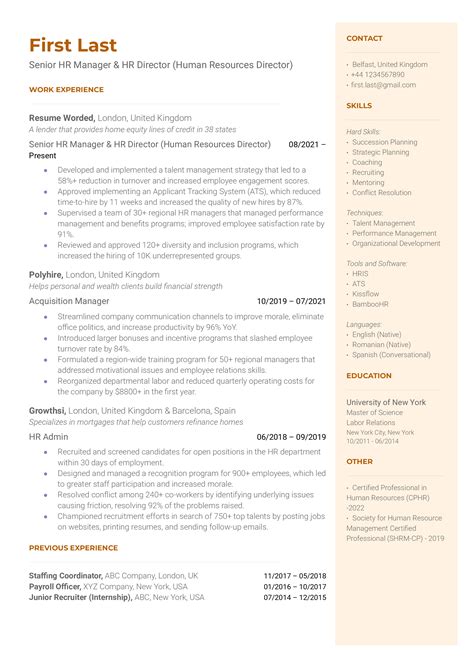 Human Resources Hr Business Partner Resume Examples For Off