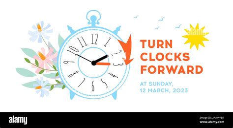 Turn Clocks One Hour Ahead Daylight Saving Time Info Banner Spring