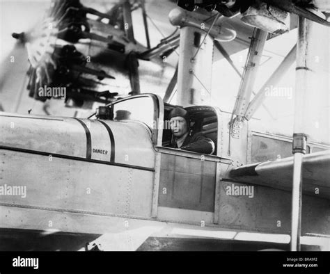 1920s 1927 CHARLES LINDBERGH AMERICAN AVIATOR IN COCKPIT OF PLANE Stock ...