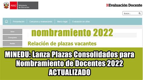 MINEDU Lanza Plazas Consolidados Para Nombramiento De Docentes 2022