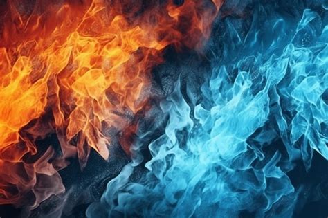 Premium Ai Image Contrasting Fire And Ice Patterns Mesmerize On A