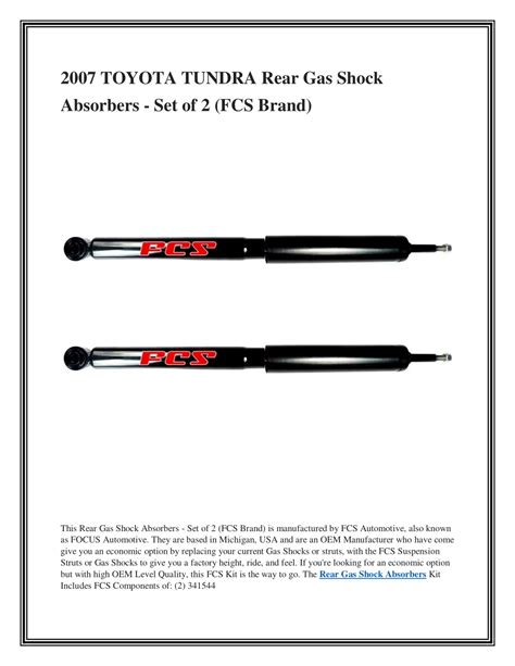 Ppt Toyota Tundra Rear Gas Shock Absorbers Set Of Fcs Brand