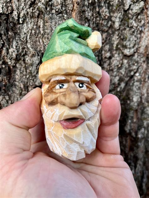 Hand Carved Santa Ornament Etsy