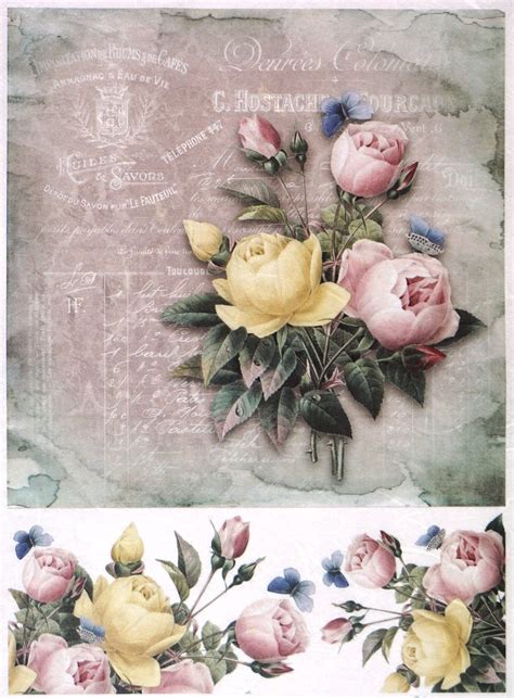 Rice Paper For Decoupage Decopatch Scrapbook Craft Sheet Vintage Colorful Roses Ebay