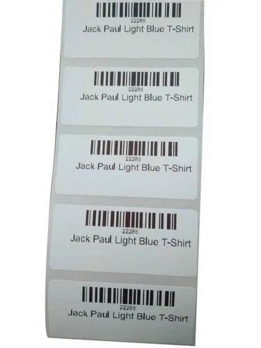 White Base Paper Printed Barcode Label Gsm Micron Size X