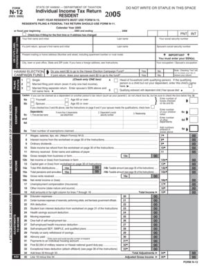 Fillable Online Form N Rev Individual Income Tax Return