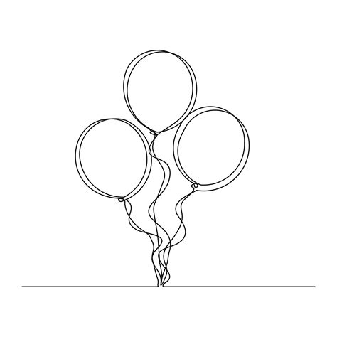 Continuous Line Drawing Of Birthday Celebration Balloon Single One