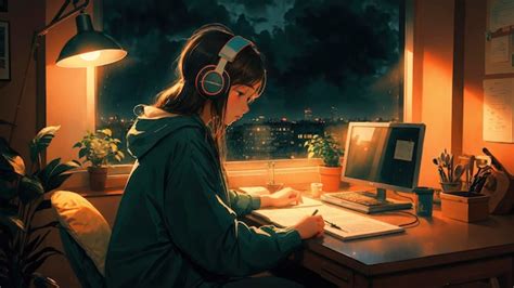 Premium Ai Image Anime Lofi Girl Relaxing Study Session With Chill Vibes