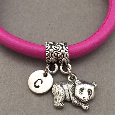 Panda Leather Bracelet Panda Charm Bracelet Leather Etsy Uk