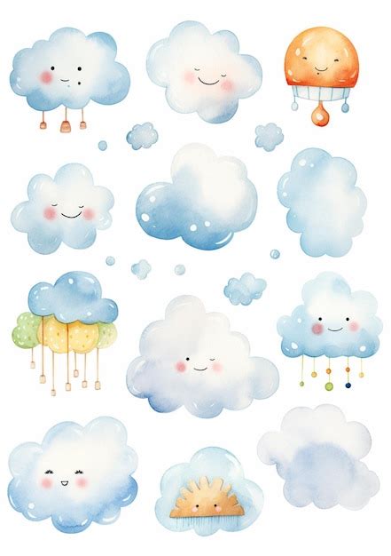 Premium Photo | There are many different clouds with different faces ...