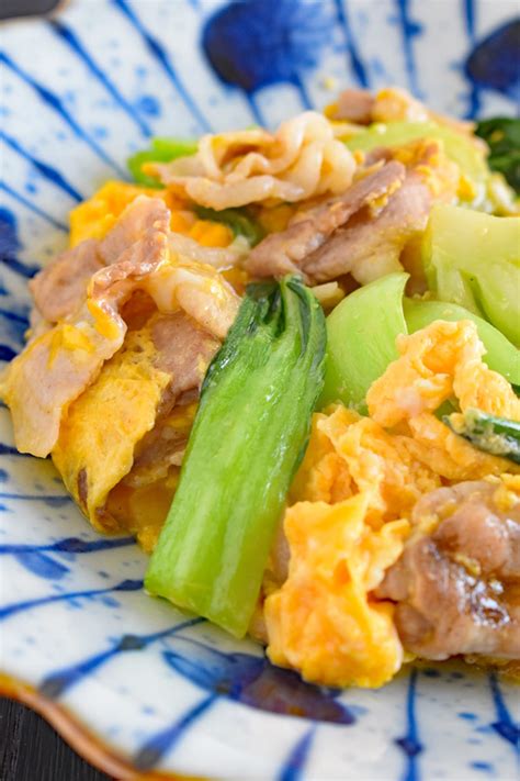 ちんげん菜と豚肉たまごの中華風炒め レシピサイトnadia