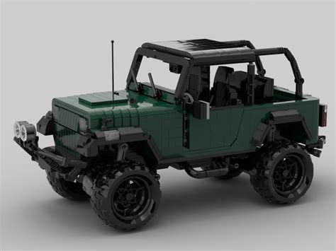 Lego Moc 1995 Jeep Wrangler Dark Green By Victaven Rebrickable Build With Lego