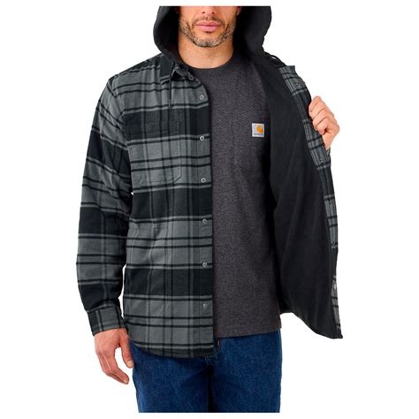 Carhartt Flannel Fleece Lined Hooded Shirt Jacket Shirt Men S Buy