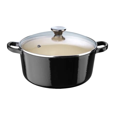 Le Creuset Rund Gryta Med Glaslock Liter Cm Black