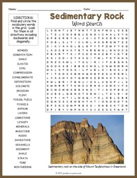 Sedimentary Rock Word Search Puzzle Worksheet Activity By Puzzles To Print