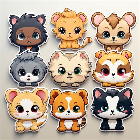 Premium Photo | A close up of a bunch of cartoon animals with big eyes ...