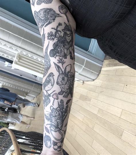 My woodland wildlife sleeve is finally complete, done by Ruth Rollin at ...