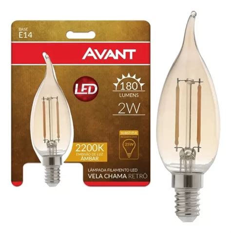 Lâmpada Retrô Filamento Led Vela Chama E14 2w 220v Avant MercadoLivre