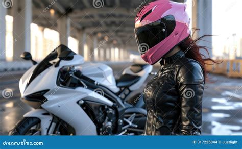 Biker Babe A Badass Female Biker In A Formfitting Leather Jacket