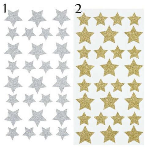 Glitzer Stern Aufkleber Sticker Weihnachten Scrapbooking Silber Gold