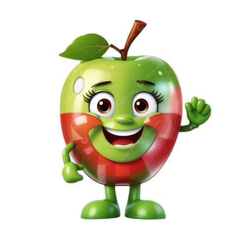 3d Rendered Illustration Of Apple Cartoon Character With Arms Crossed And Smiling3d Smiling 3d